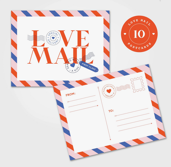 Love Mail Valentine's Postcard Set by Spaghetti & Meatballs