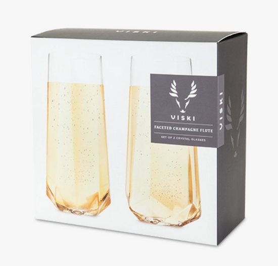 Faceted Crystal Champagne Glass Set