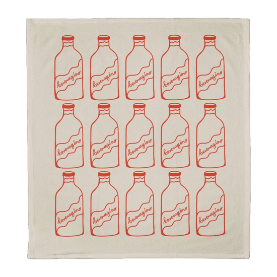 Red Beveragino Tea Towel by One & Only Paper