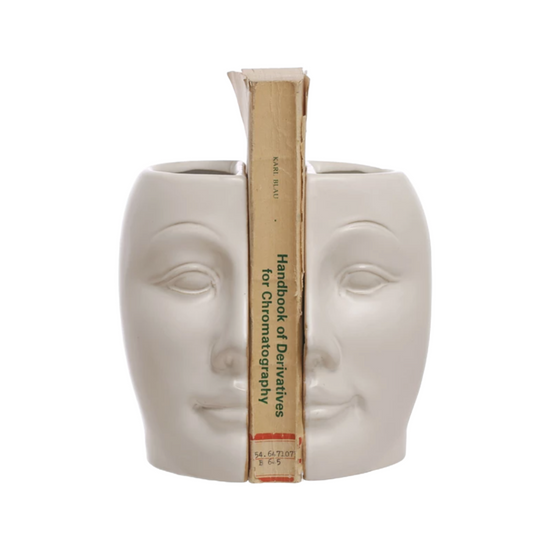 Sculpted Face Bookend Vases by Creative Co-Op