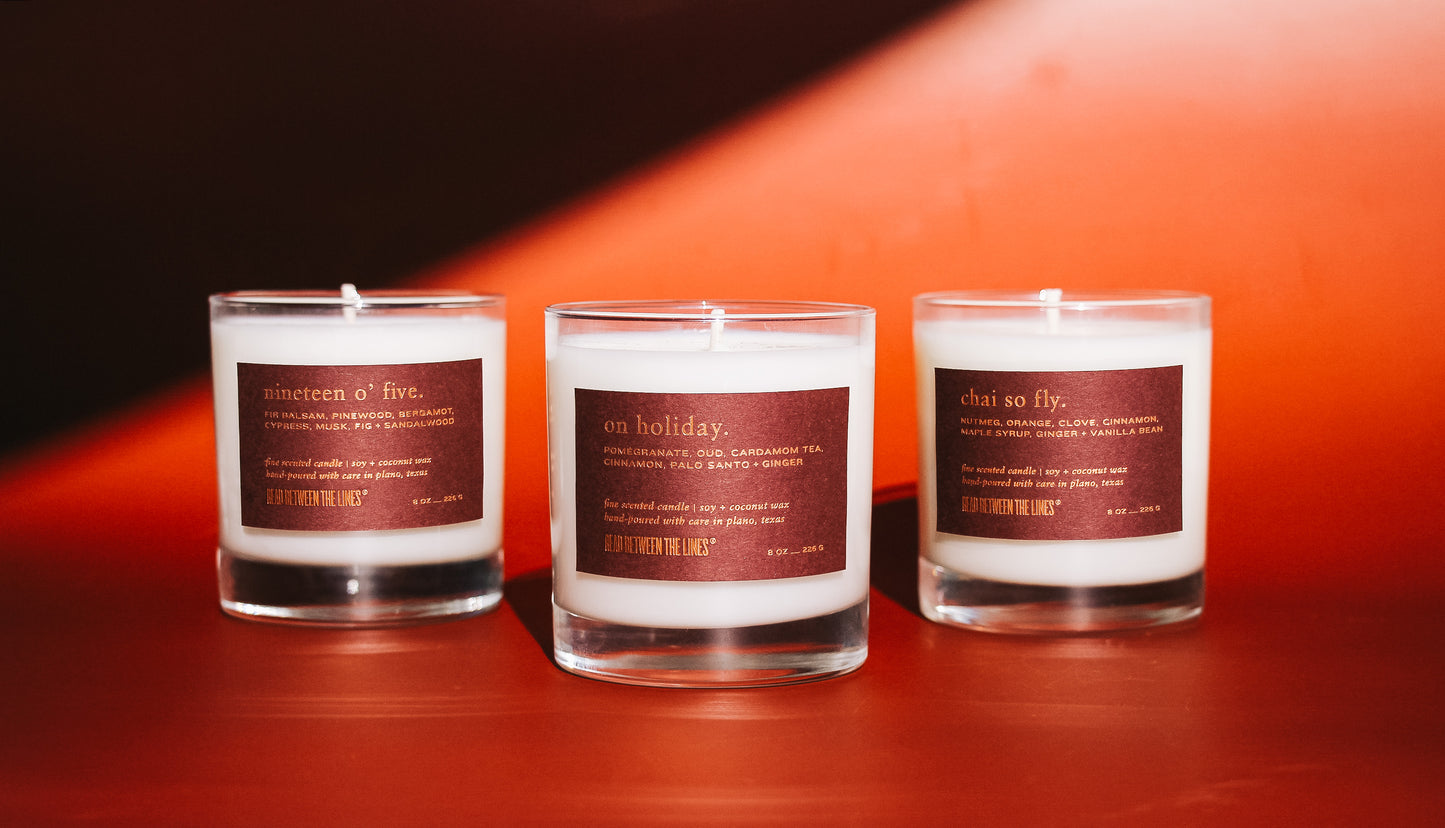 On Holiday Candle by Read Between The Lines®