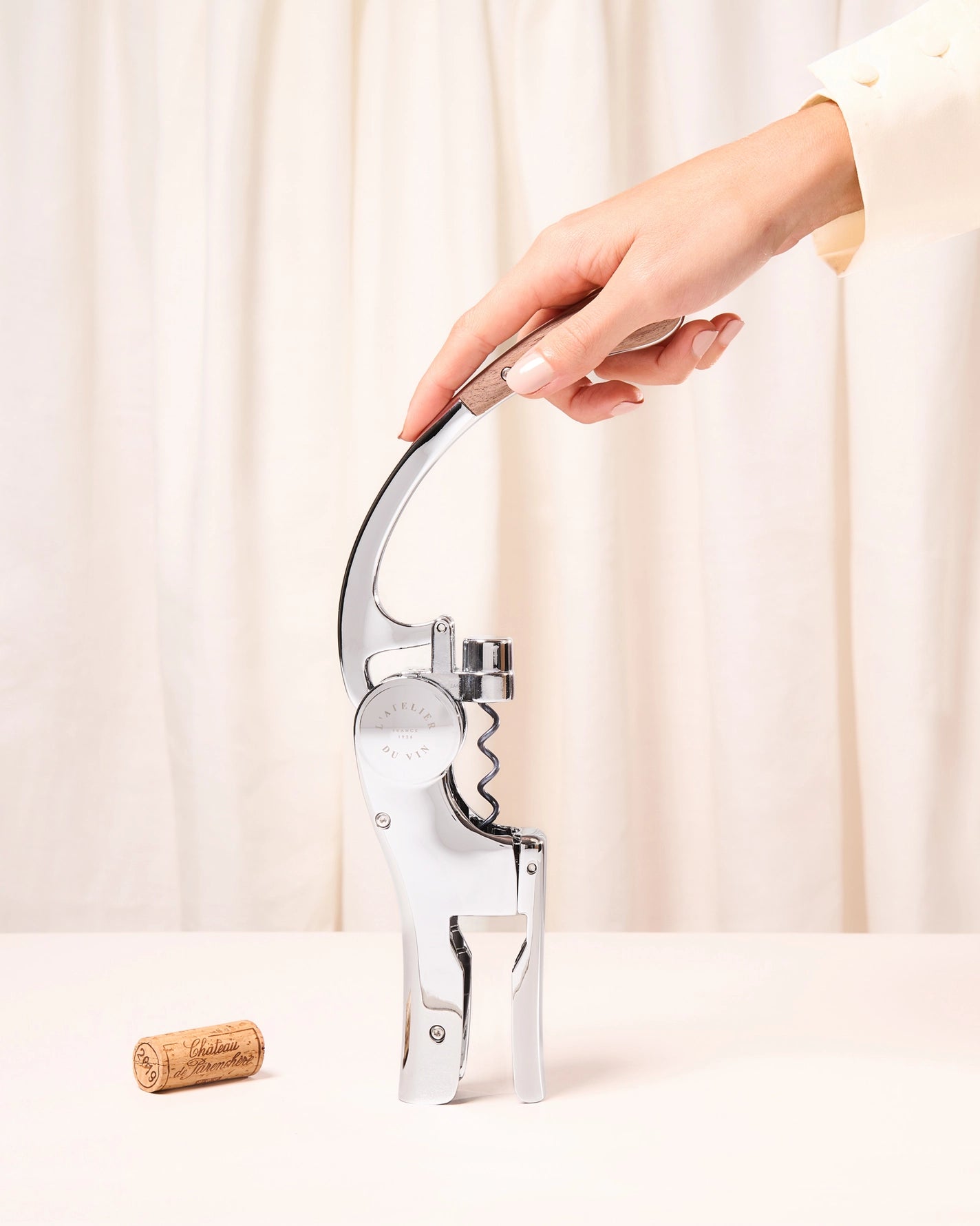 Oeno Motion® Silver & Wood Lever Corkscrew