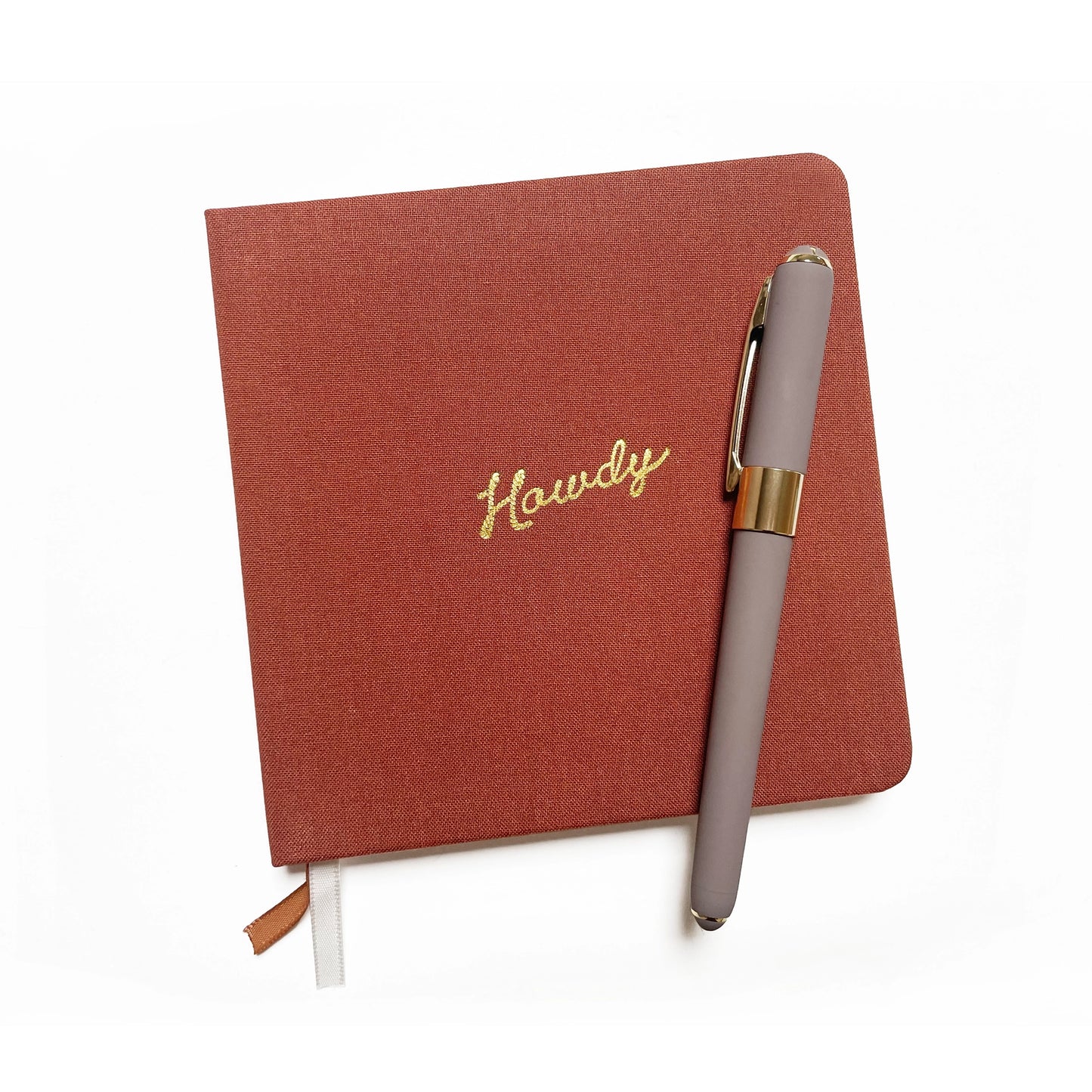 Howdy Square Linen Notebook in Rust