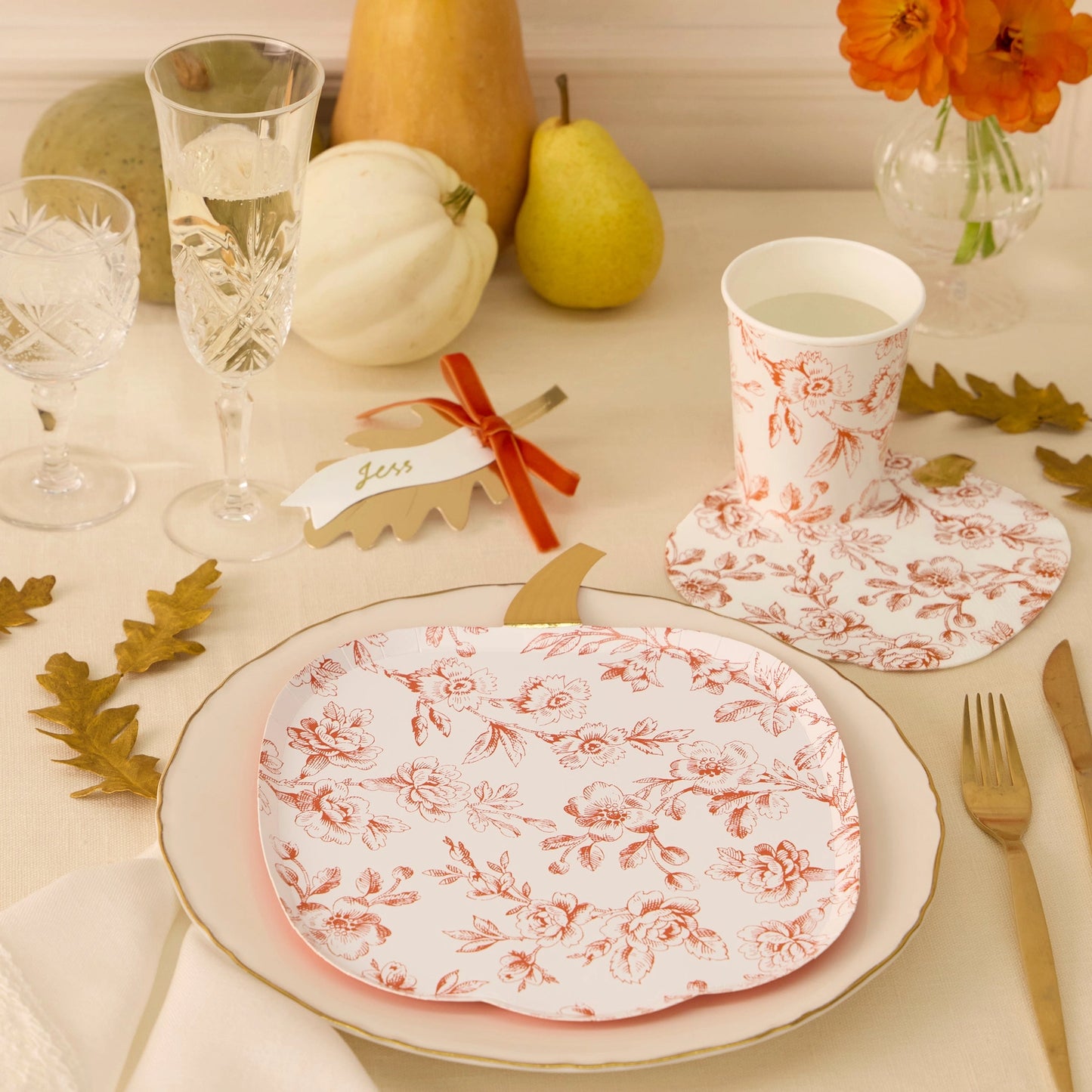 Toile Pumpkin Napkins