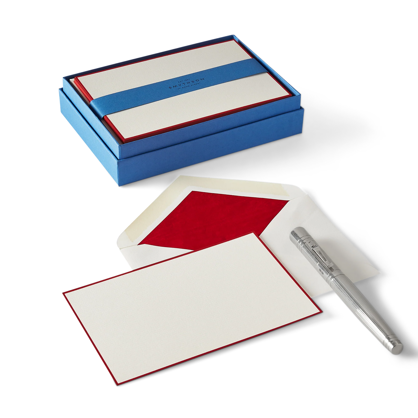 Smythson Bordered Correspondence Cards in Red