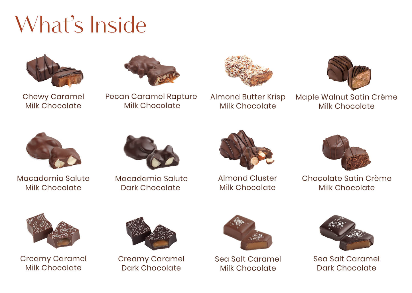 Premium 12pc Nuts & Caramels Assortment by Ethel M Chocolates