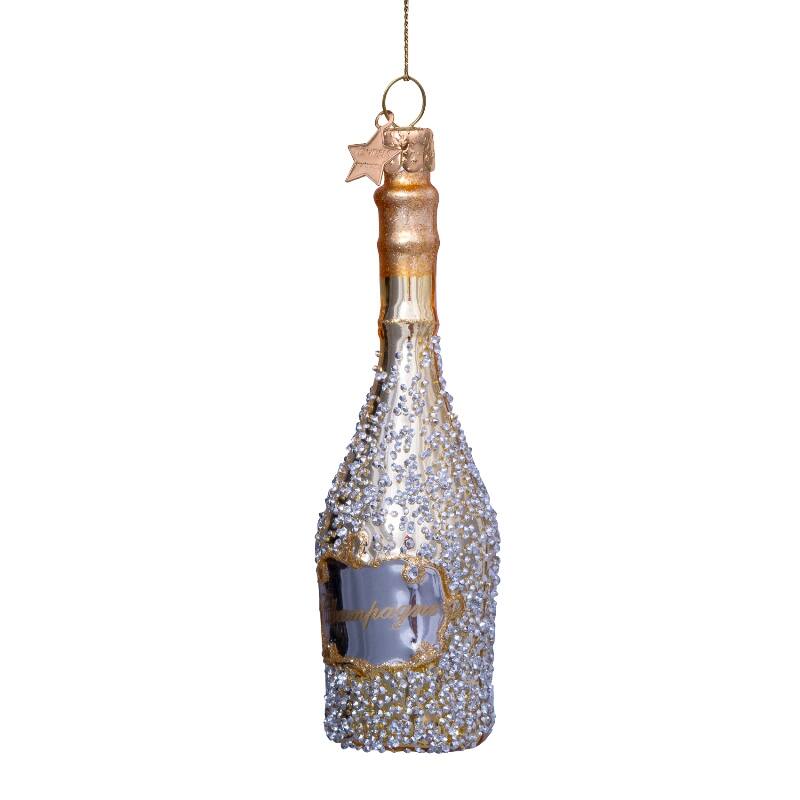 Glass Champagne Bottle Ornament by Vondels
