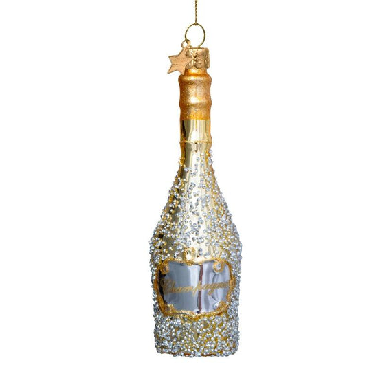 Glass Champagne Bottle Ornament by Vondels
