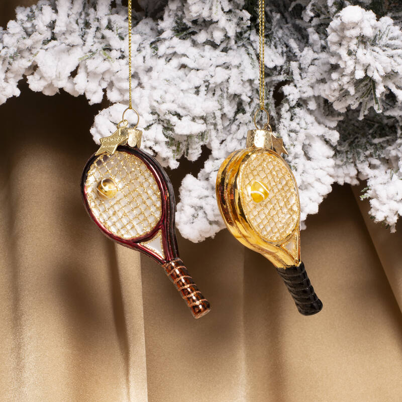 Glass Gold Tennis Racket Ornament by Vondels