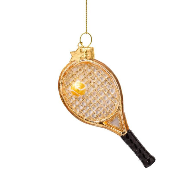 Glass Gold Tennis Racket Ornament by Vondels
