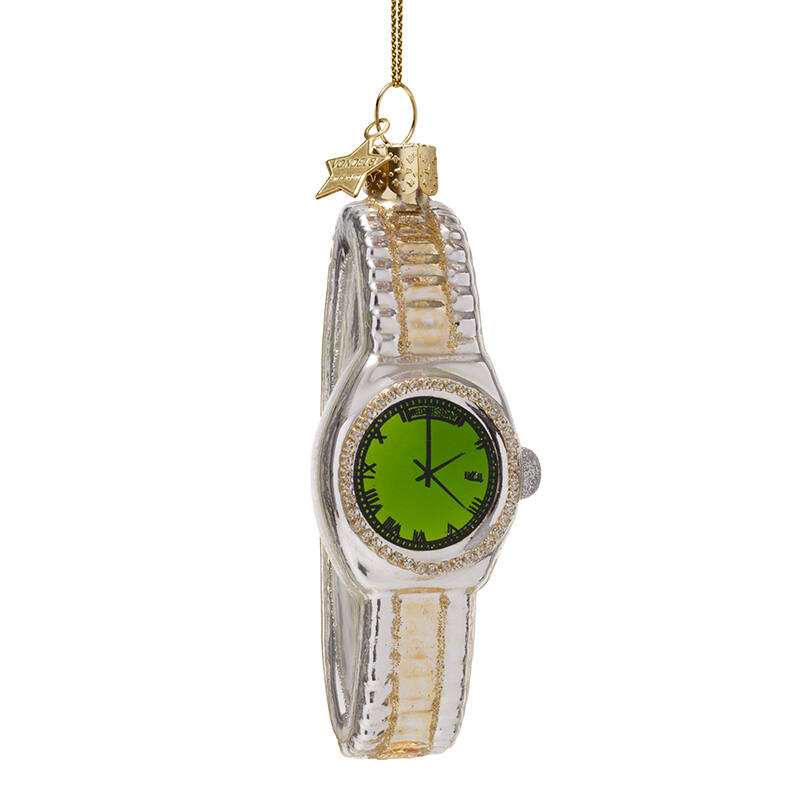 Glass Silver + Gold Watch Ornament