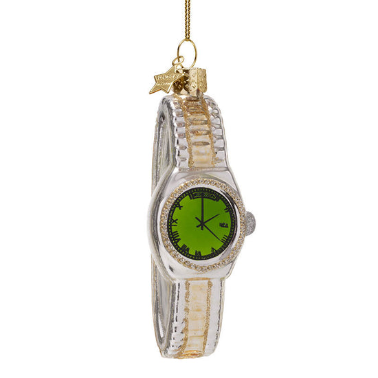 Glass Silver + Gold Watch Ornament