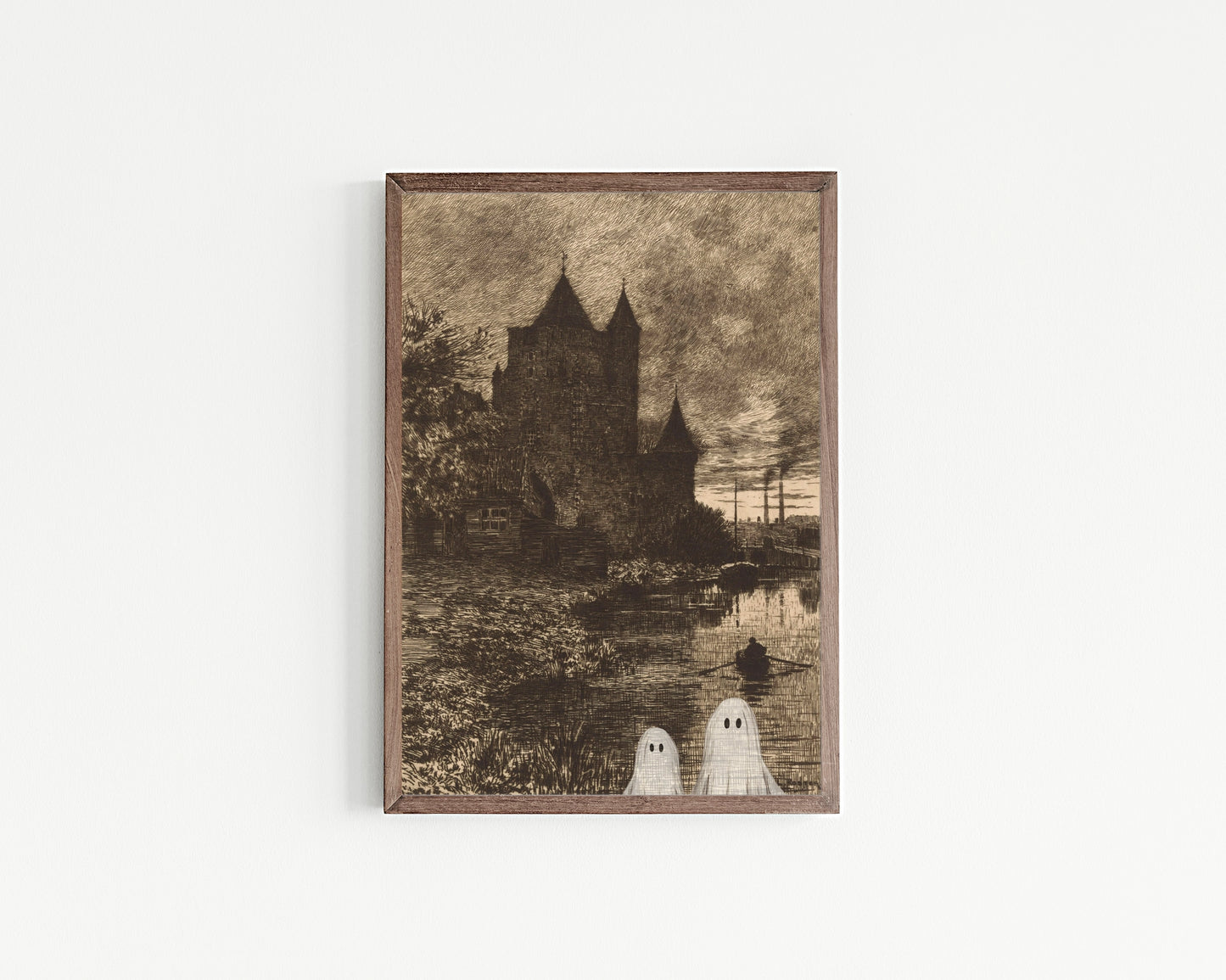 Spooky House with Ghosts Wall Art Print