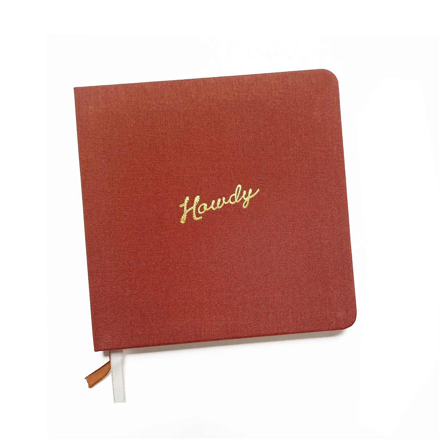 Howdy Square Linen Notebook in Rust