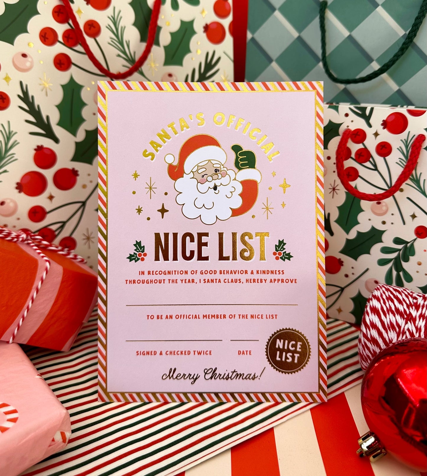 Santa's Nice List Holiday Certificate