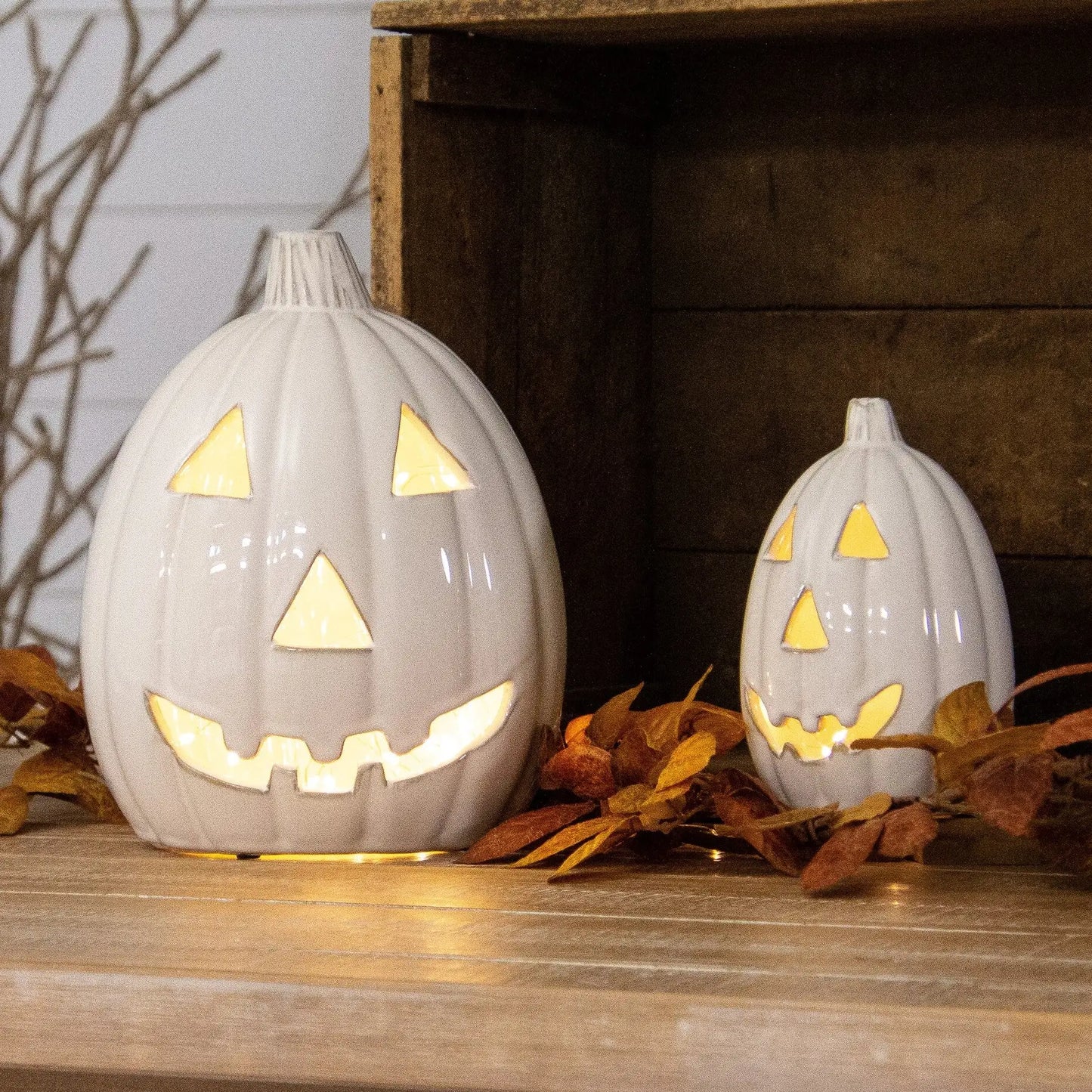 Glazed Ceramic Jack O' Lanterns