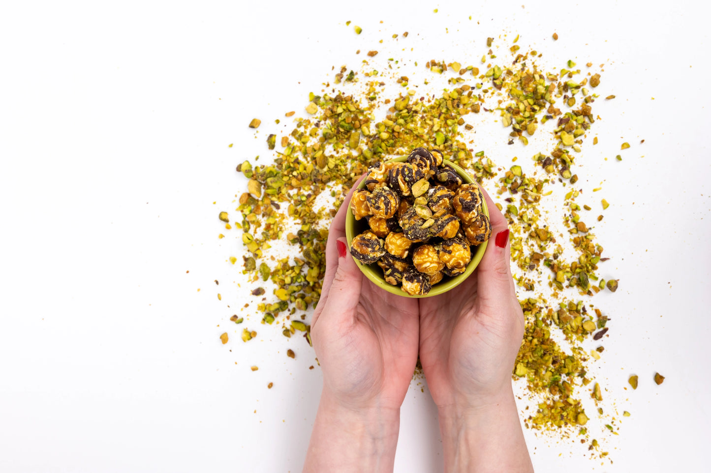 Poppy Dark Chocolate Pistachio Holiday Popcorn
