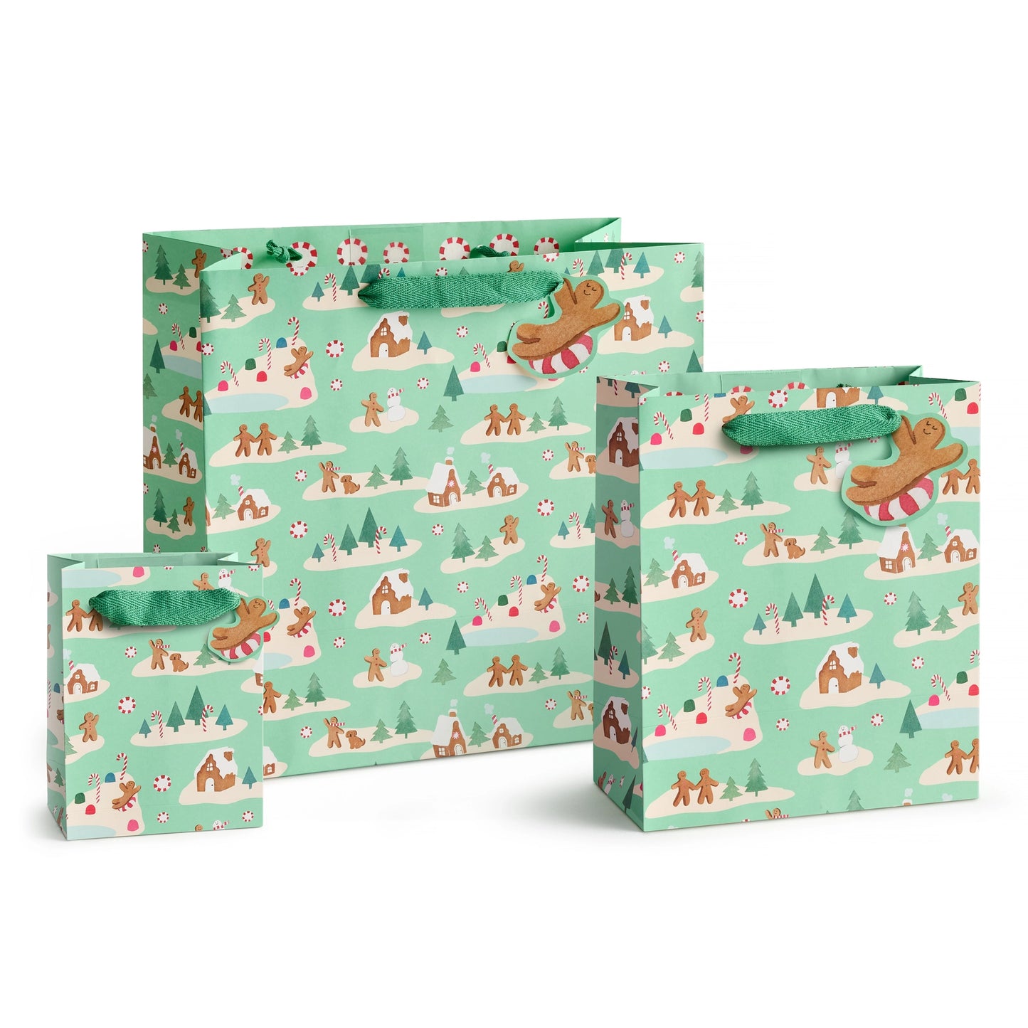 Large Mint Gingerbread Village Gift Bag