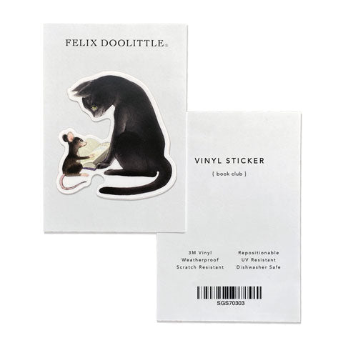 Book Club Cat and Mouse Vinyl Sticker