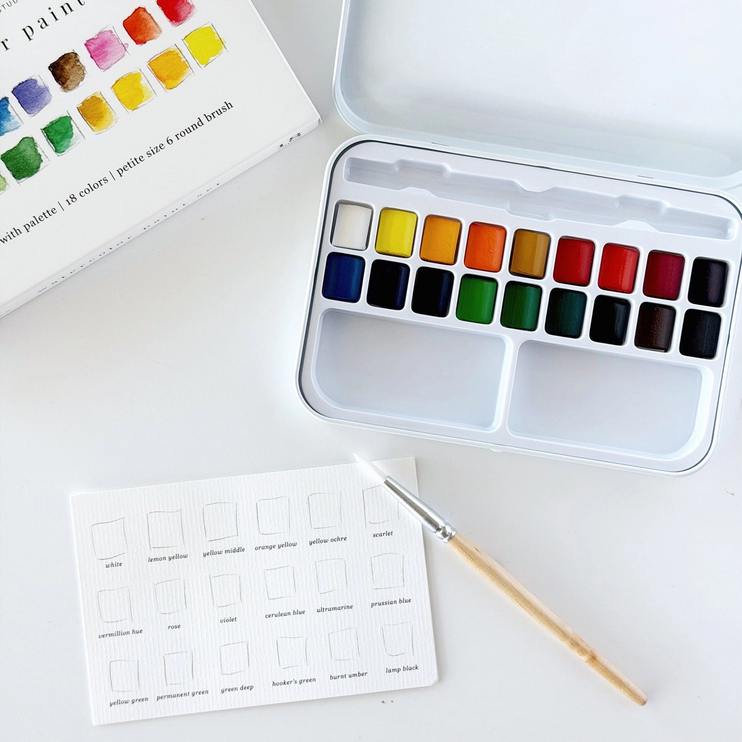 Watercolor Paint Tin with Brush