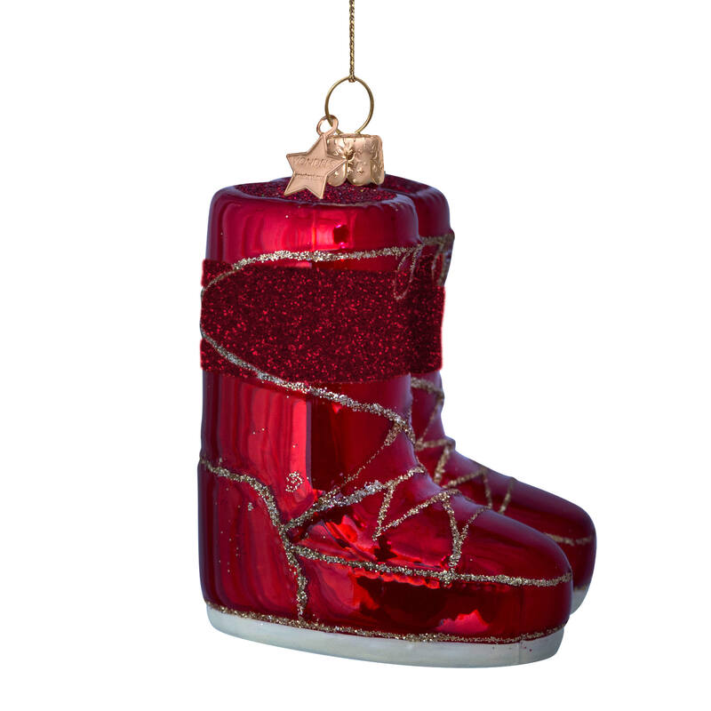 Glass Opal Red Snow Boots Ornament by Vondels