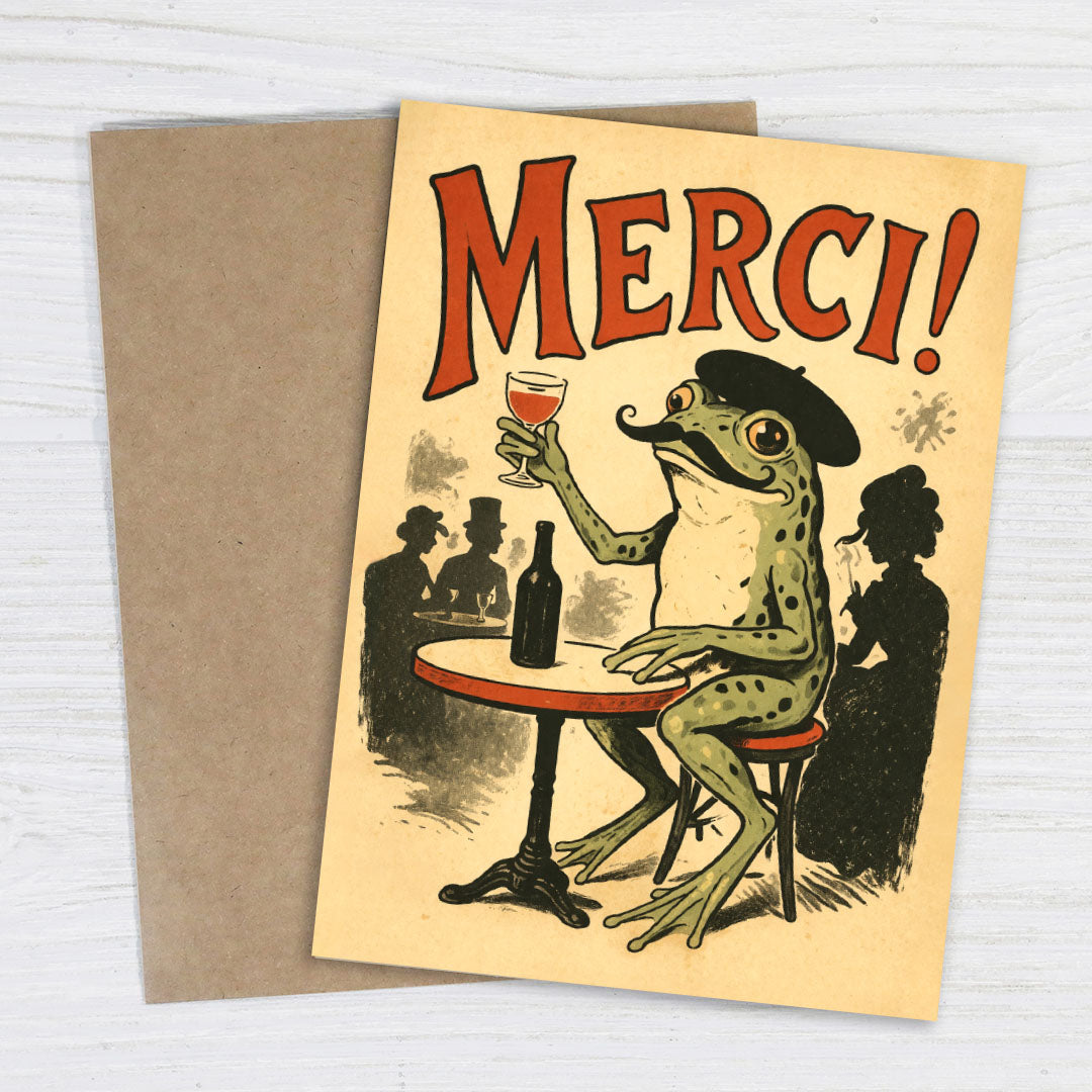 Merci Funny Frog Card
