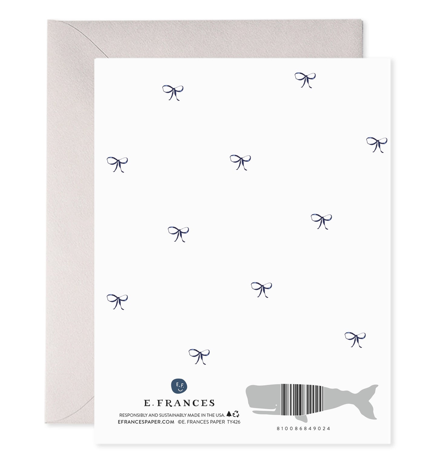 Big Navy Striped Bow Thank You Card