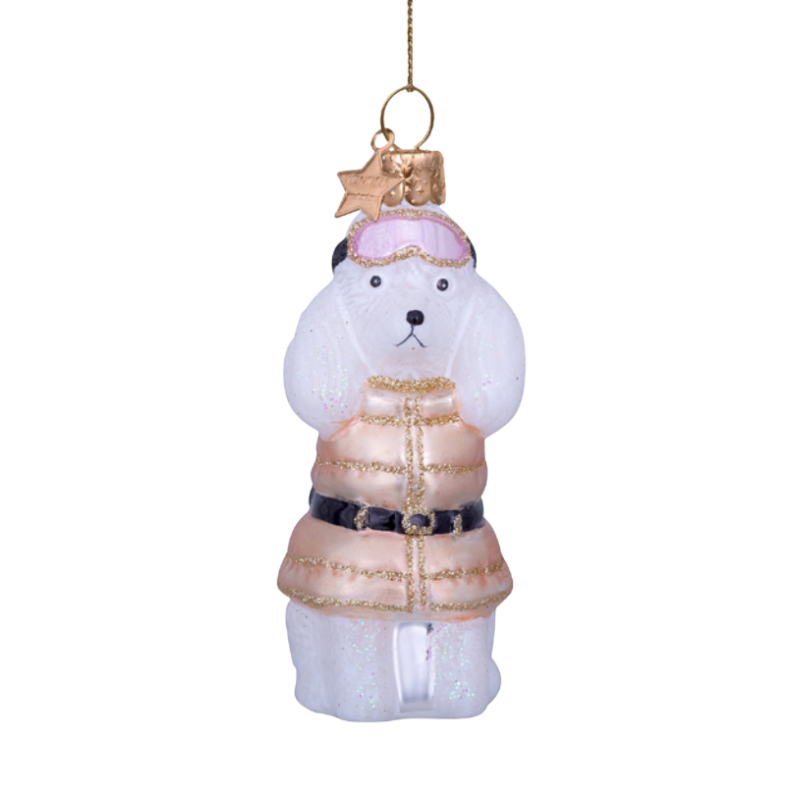Glass White Poodle Ornament