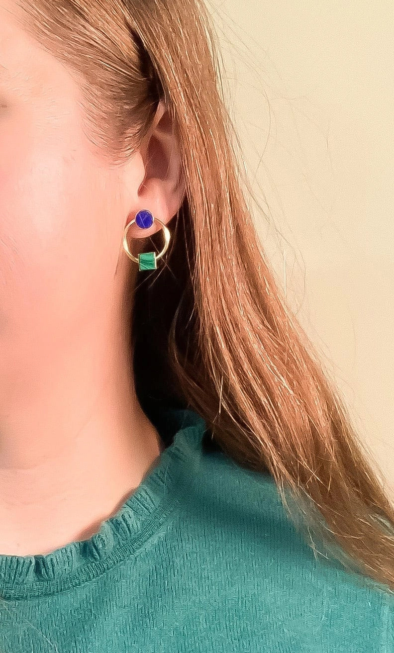 Lapis + Malachite Duality Earrings by Michelle Starbuck Design