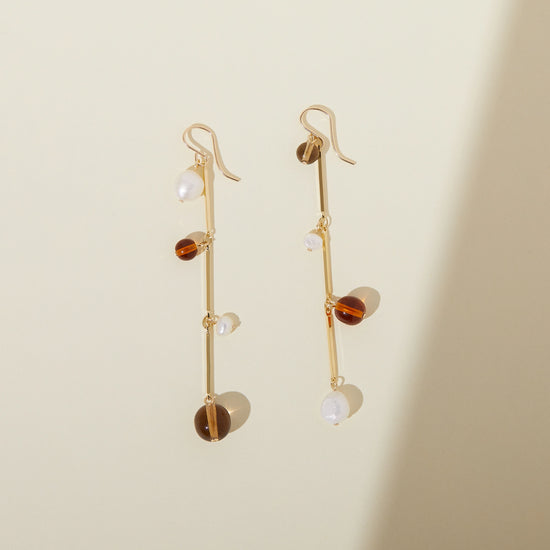 Fête Earrings - 3" Tan by Lindsay Lewis