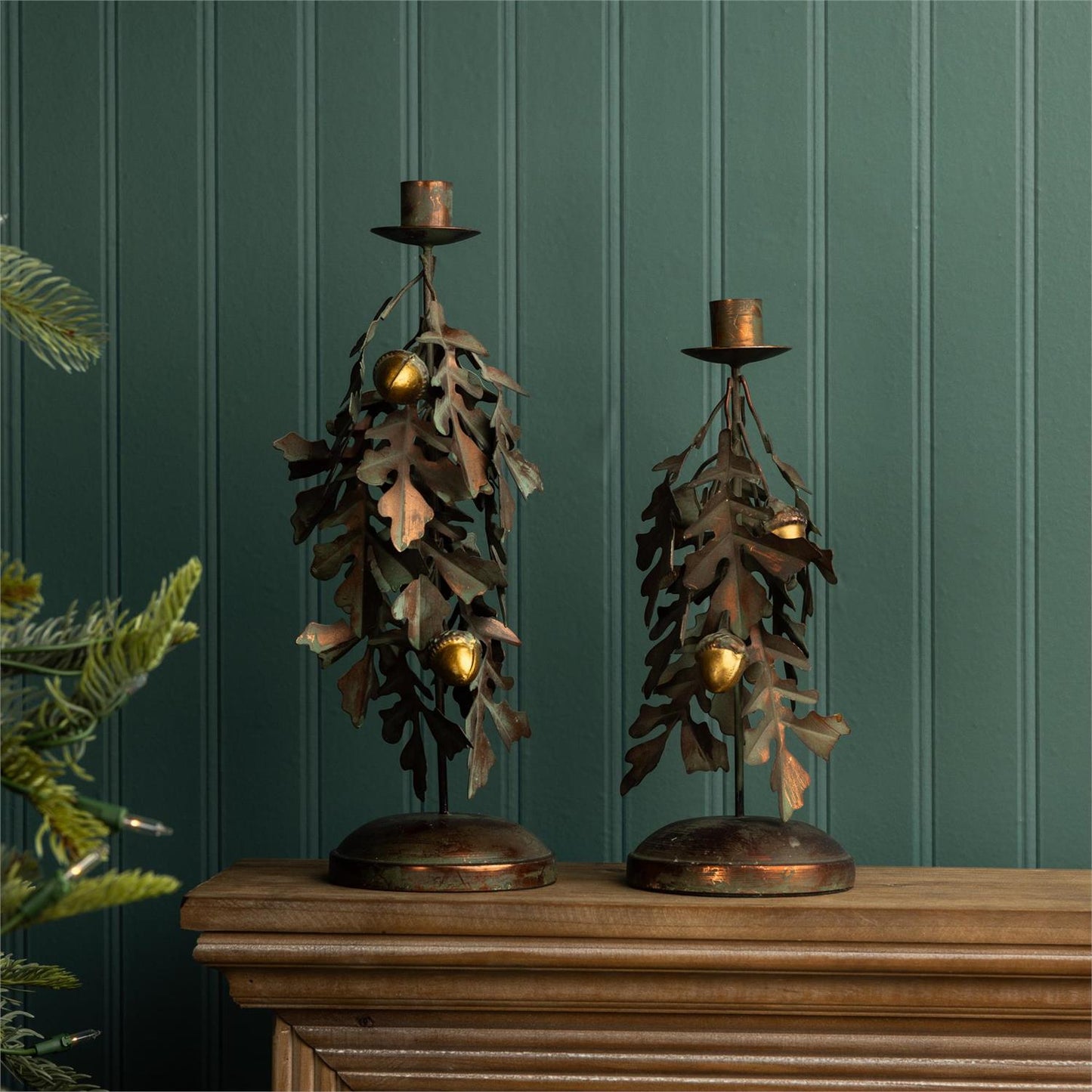Harvest Oak Taper Holder 2-Piece Set