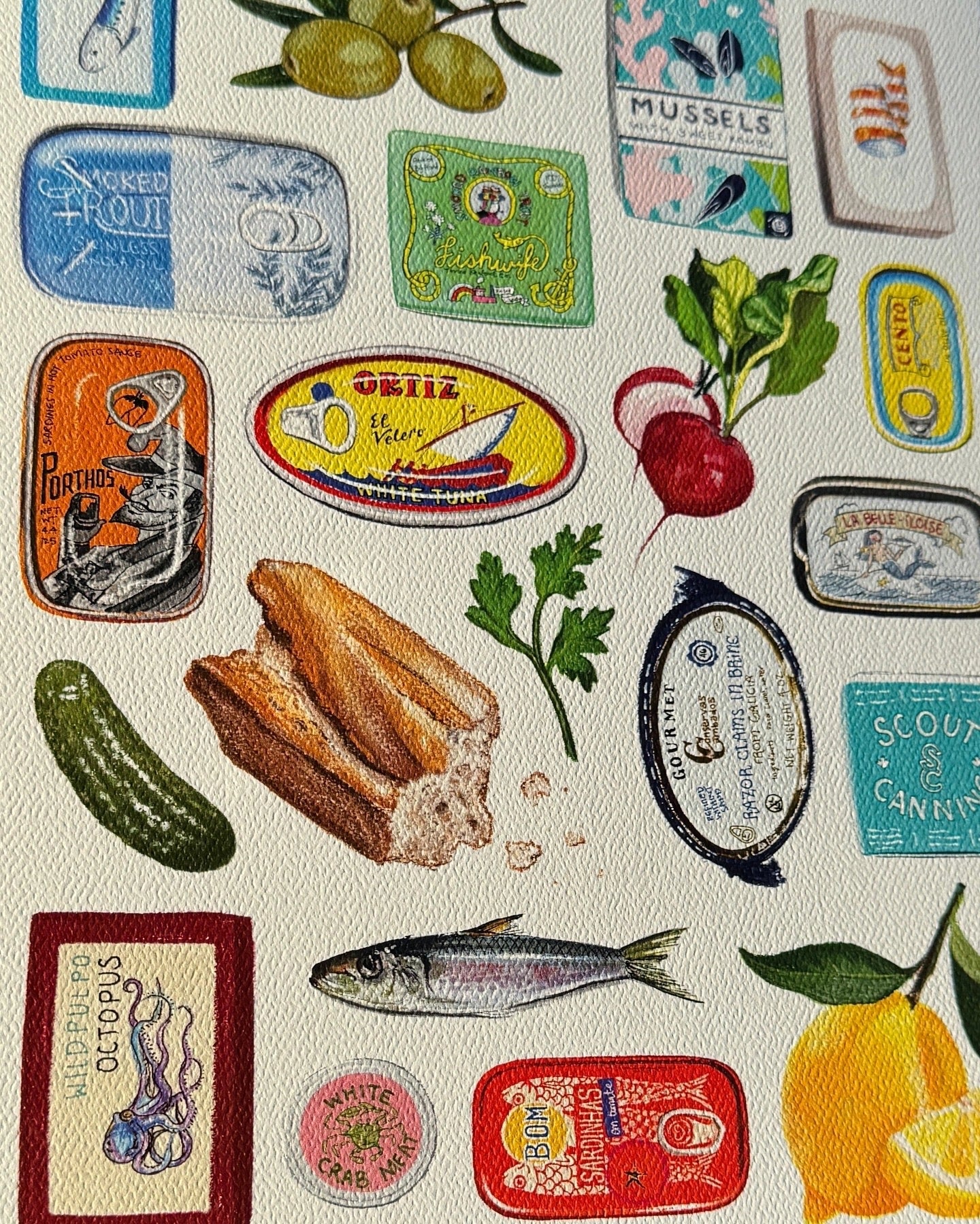 Tinned Fish Art Print by Jasmine Rosie Art