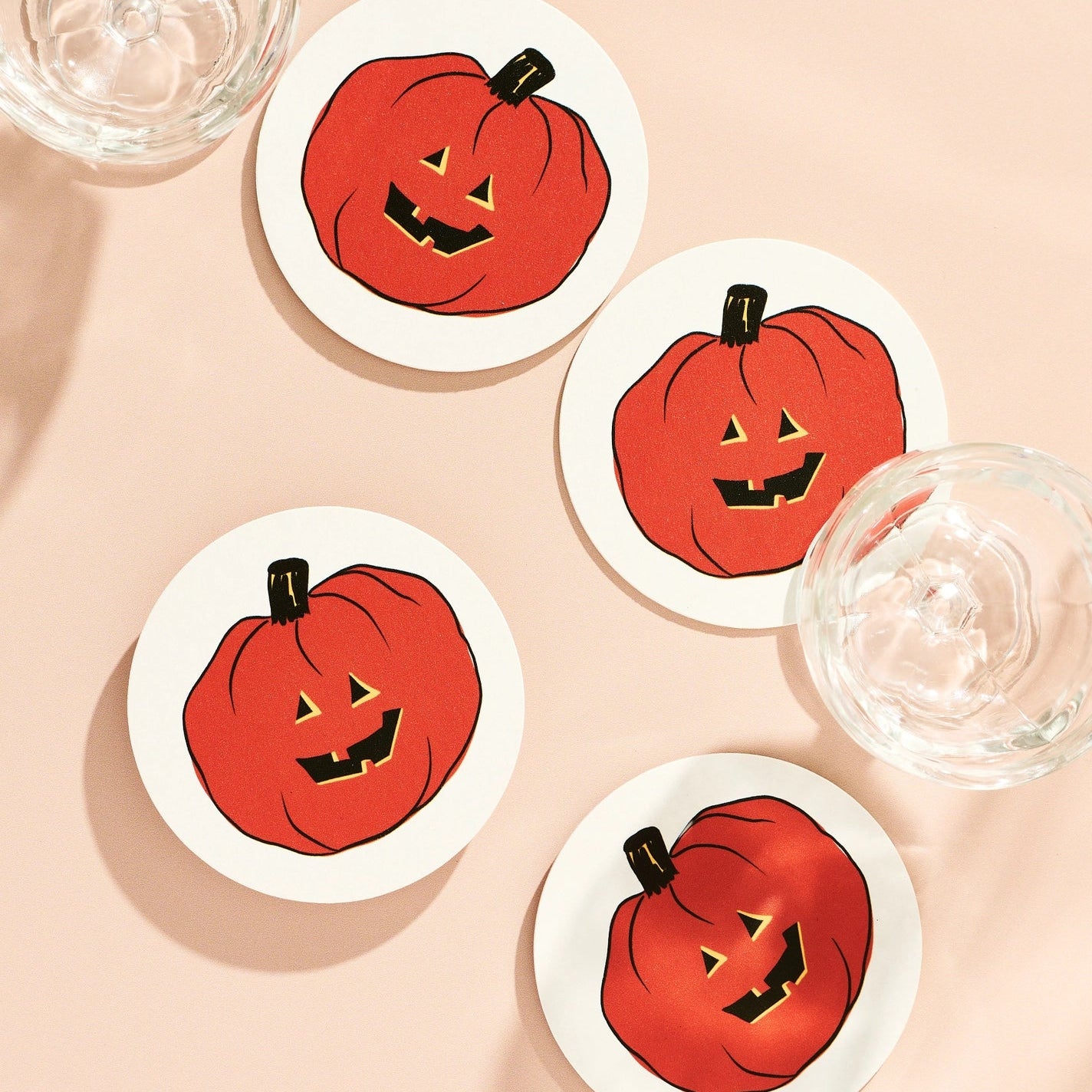 Jack-O'-Lantern Pumpkin Paper Coasters