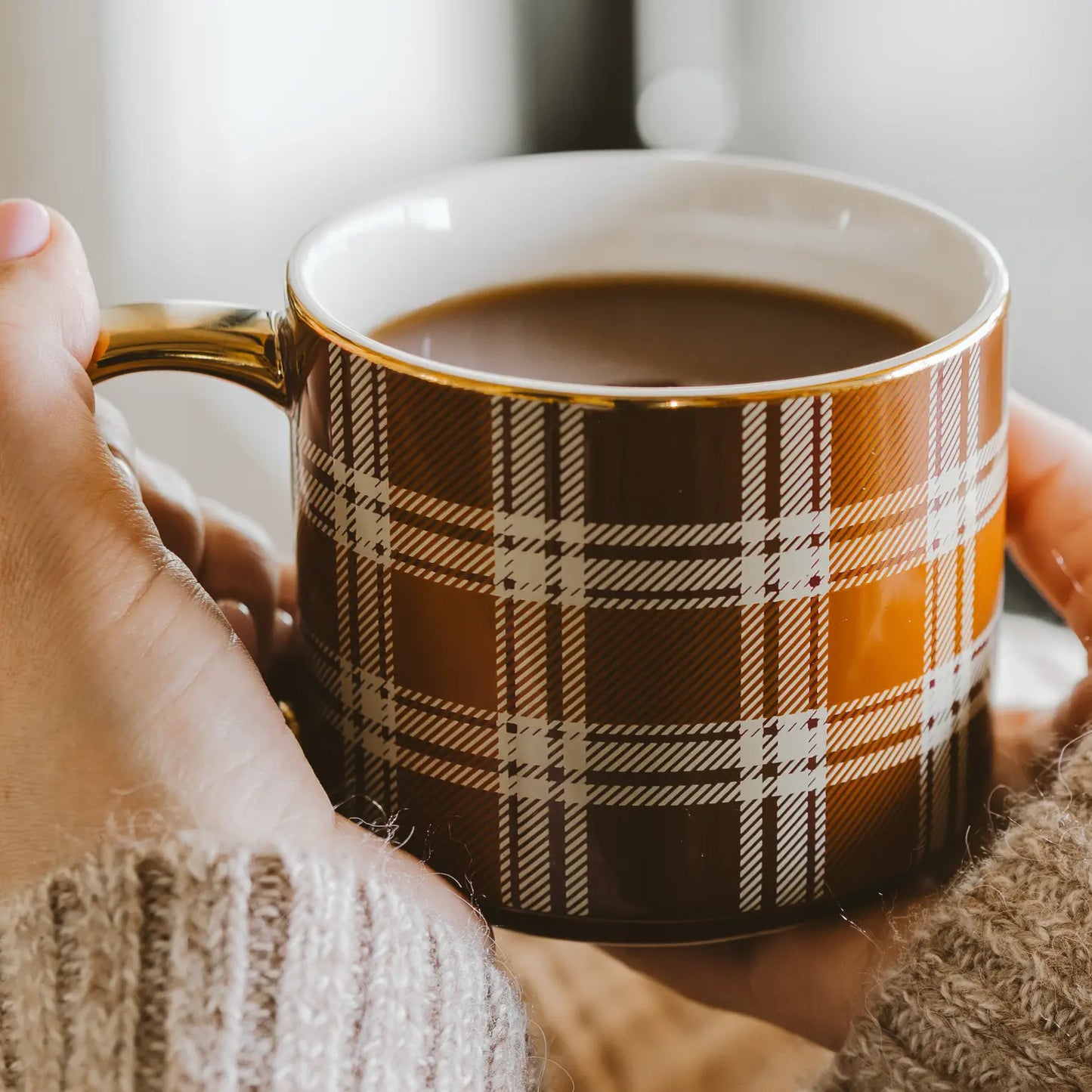 Brown Plaid Coffee Mug