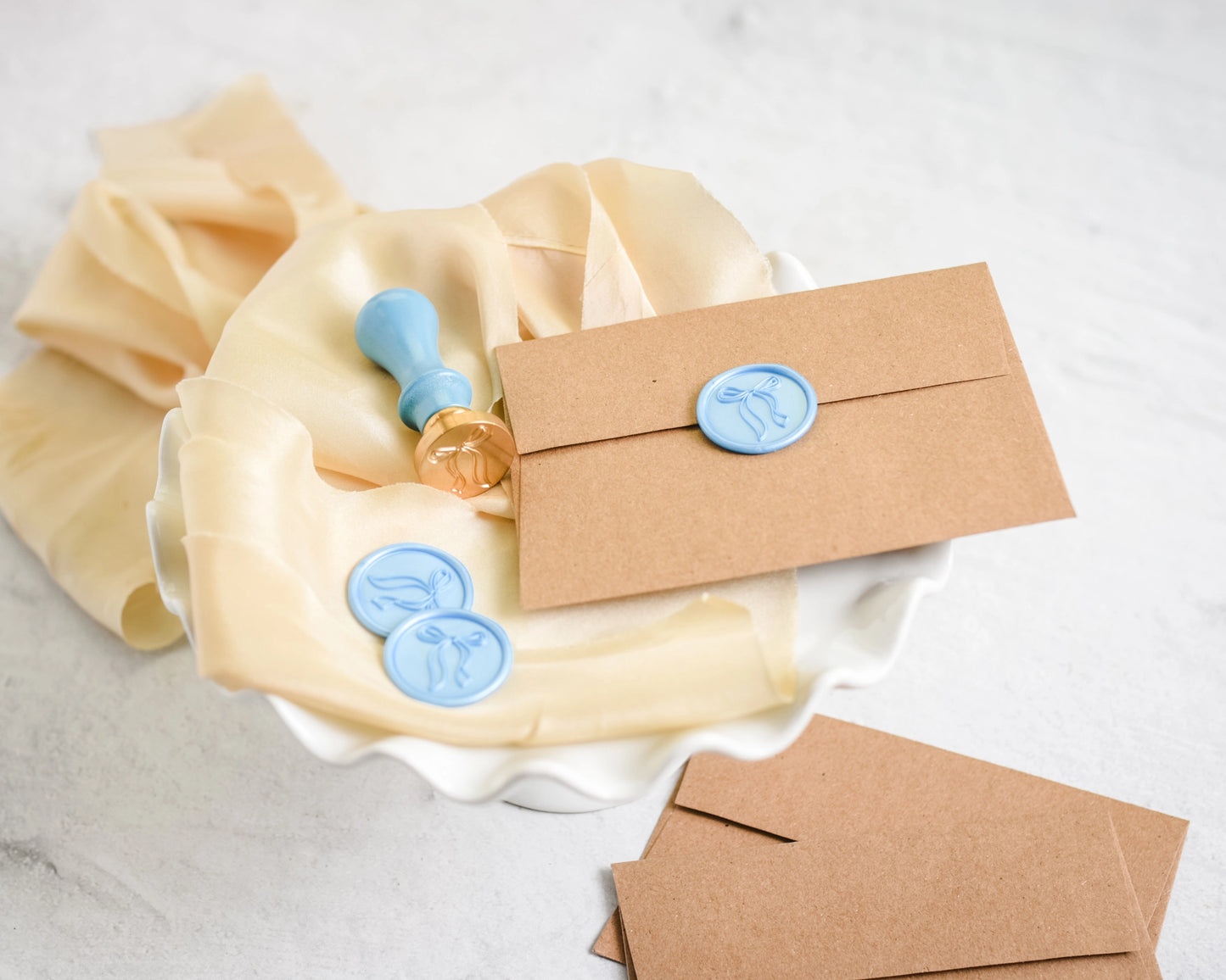 Wax Seal Stamp and Wax Stick Set in Ribbon Bow