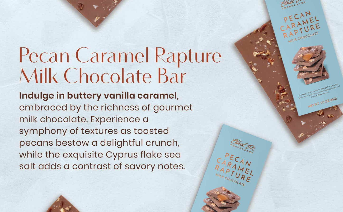 Pecan Caramel Rapture Milk Chocolate Tablet Bar by Ethel M Chocolates