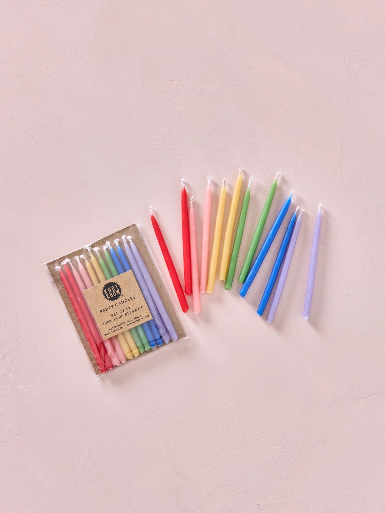 Hand-Dipped 100% Beeswax Birthday Candles in Rainbow