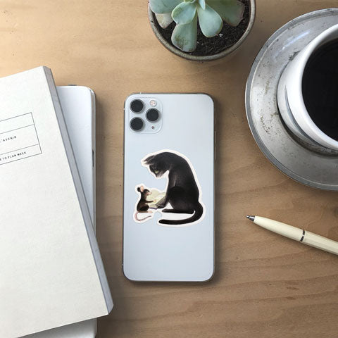 Book Club Cat and Mouse Vinyl Sticker