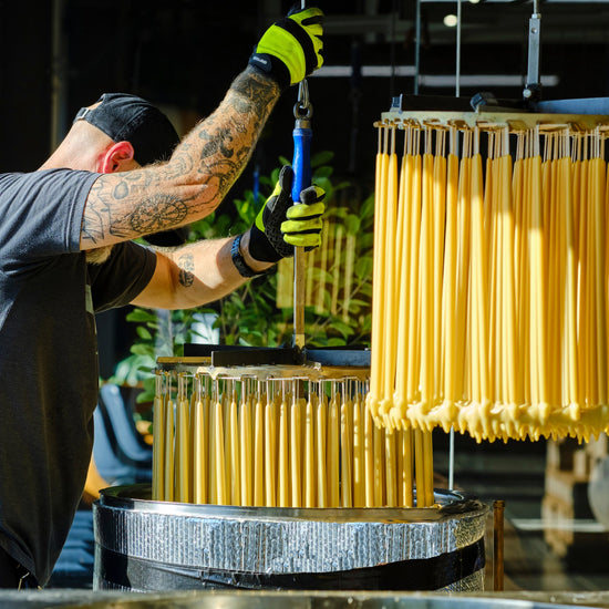 10" Raw Beeswax Taper Set