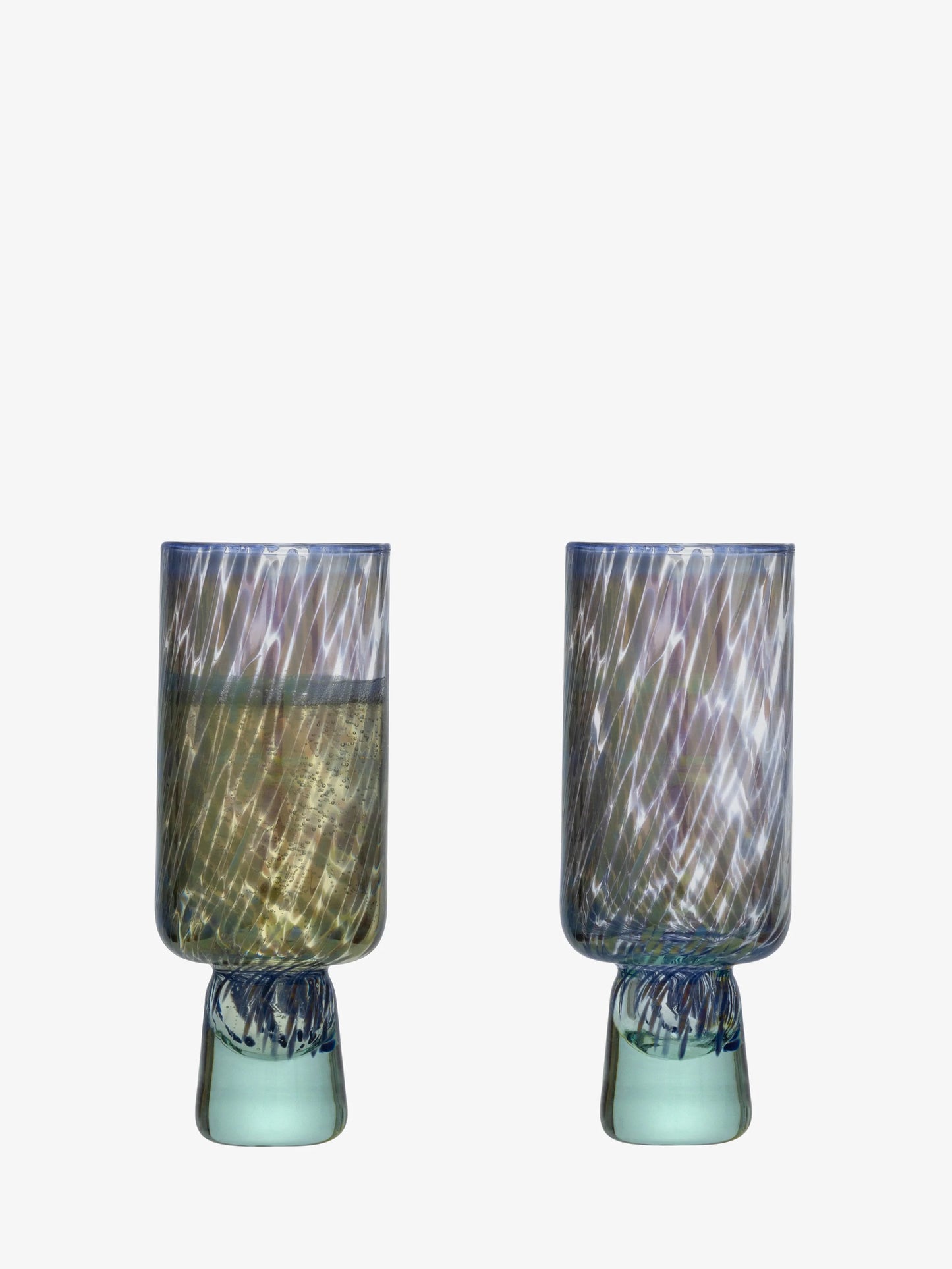 Ocean Blues Sea Glass Flute Glass Set