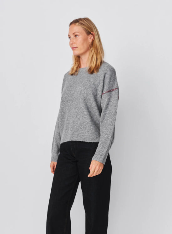 Baseball Stitch Pullover Sweater, Heather Grey