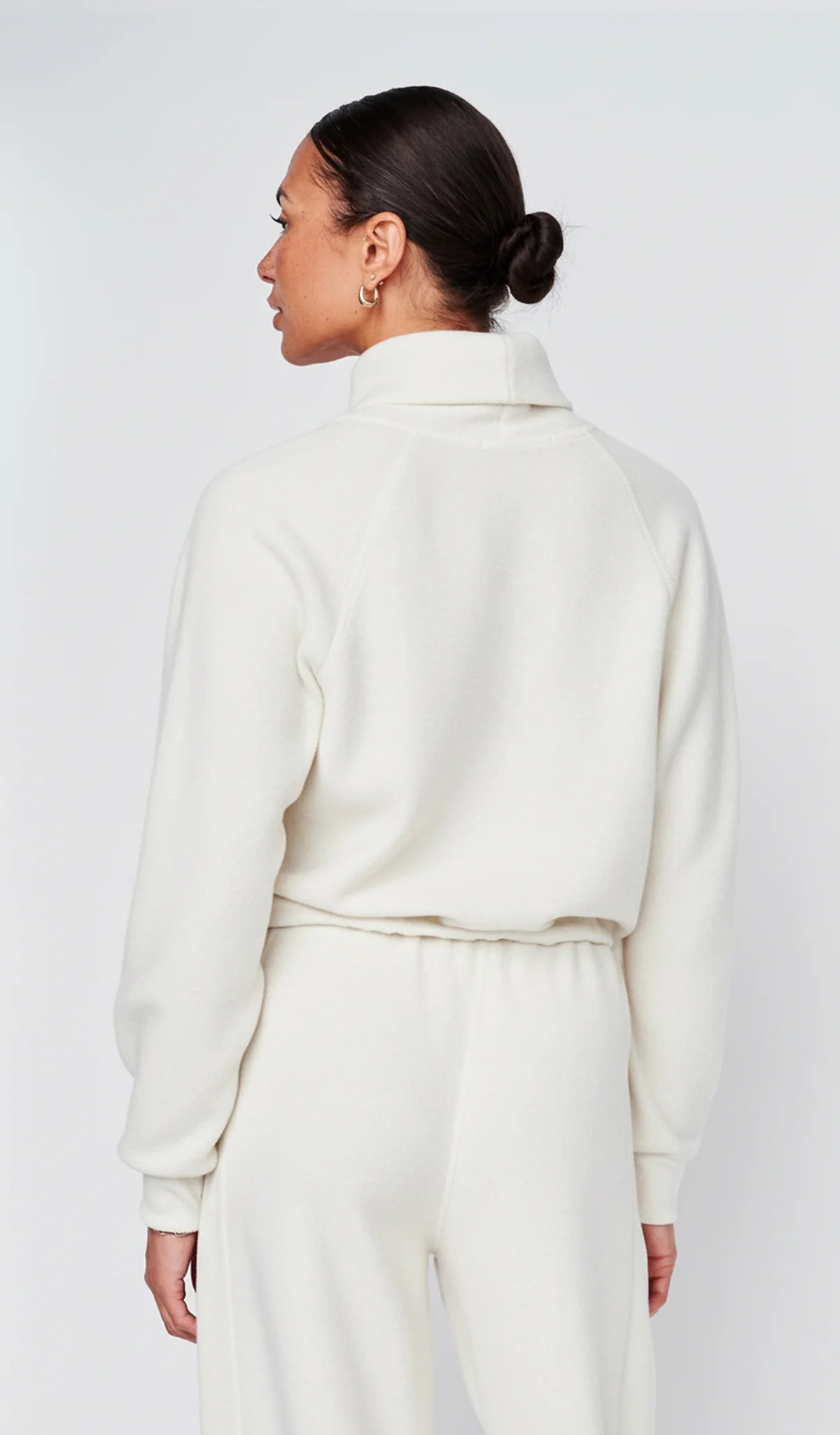 Plush Fleece Funnel Neck Pullover, Cream
