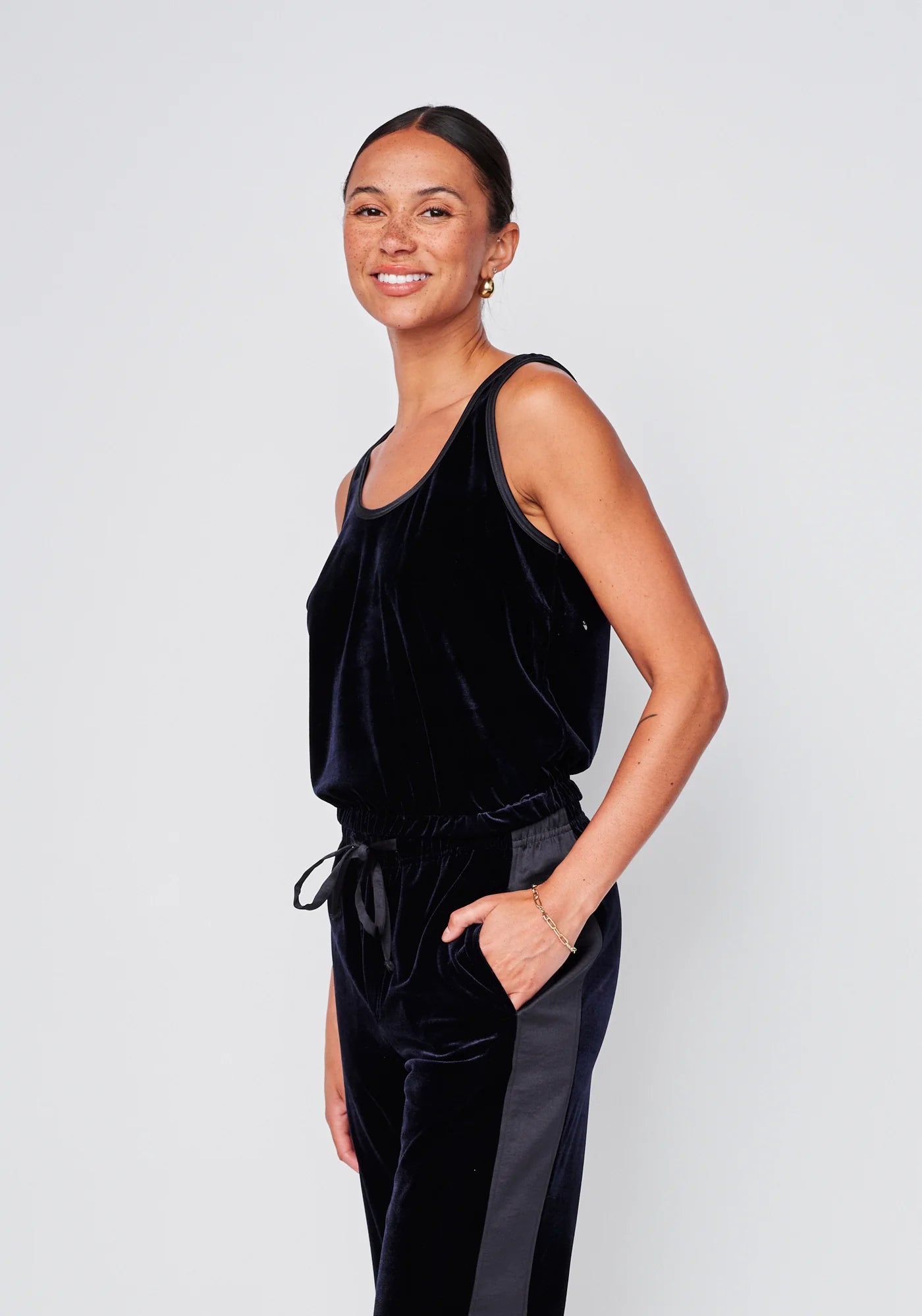 Crushed Velvet Tank, Navy by Stateside