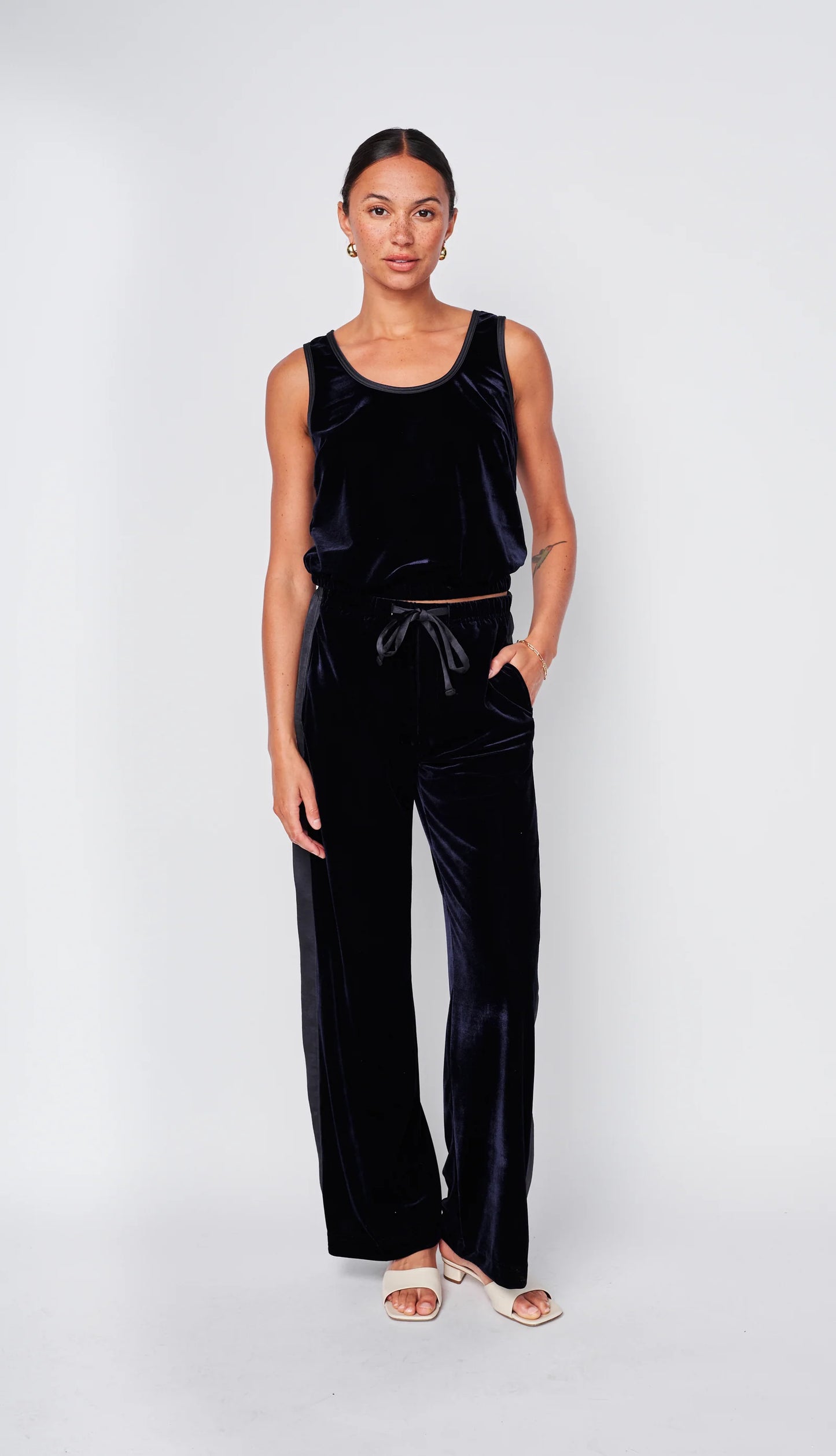 Crushed Velvet Tank, Navy by Stateside