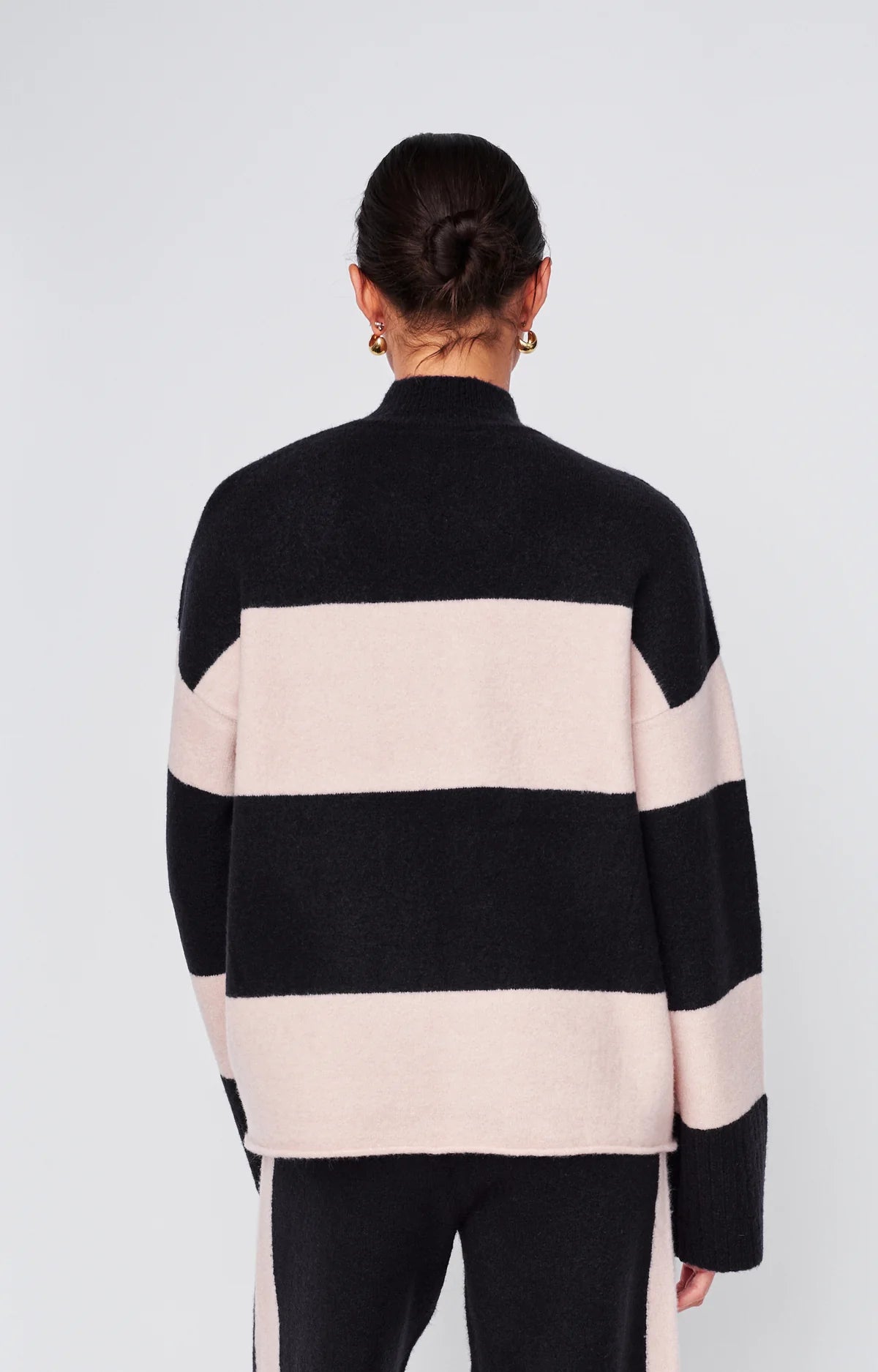 Wide Stripe Mock Neck Sweater