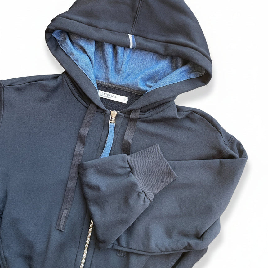 Softest Fleece Trimmed Zip Hoodie, Black