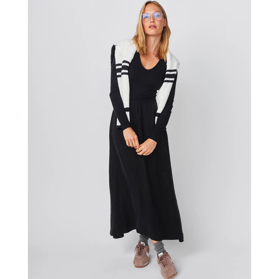 Mixed Ribbed Cupro Dress, Deep Navy