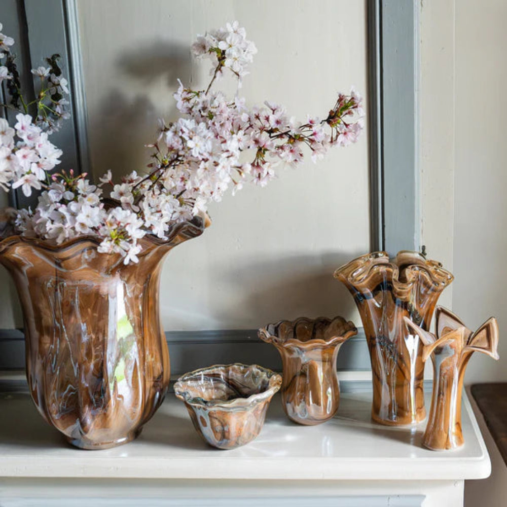 Onda Glass Tortoiseshell Short Vase by VIETRI