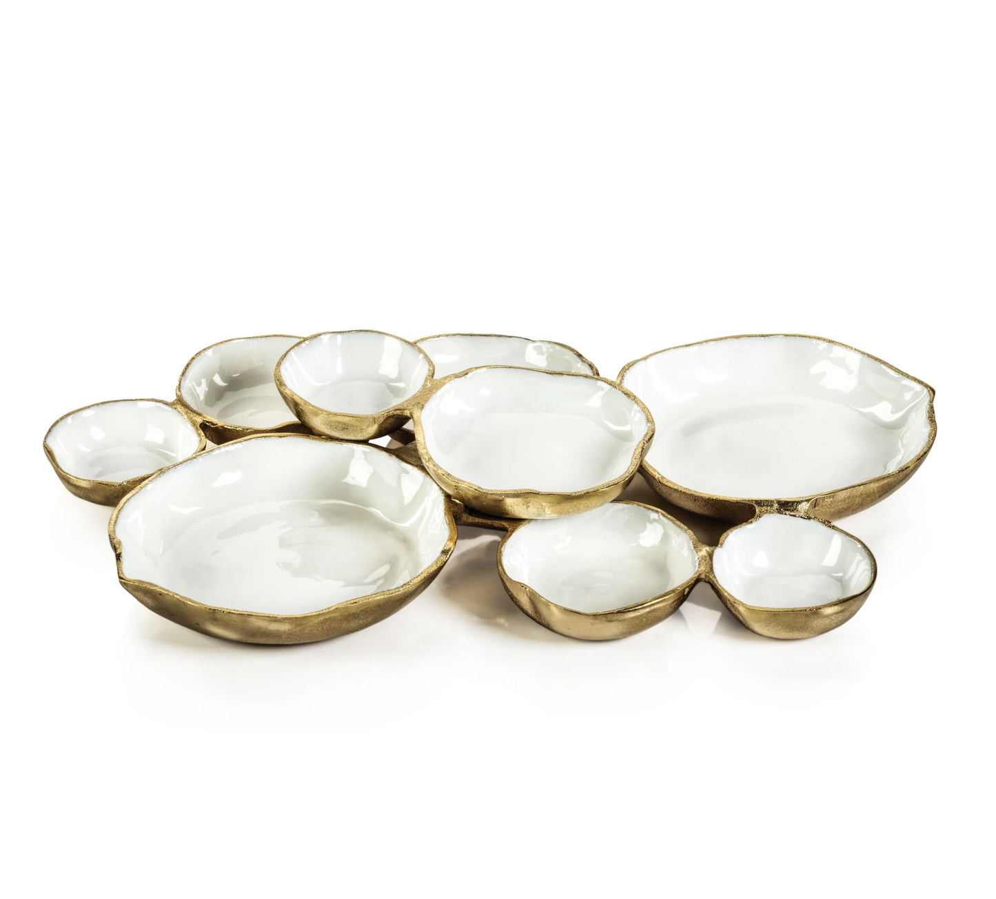 Large Gold & White Cluster Serving Bowls