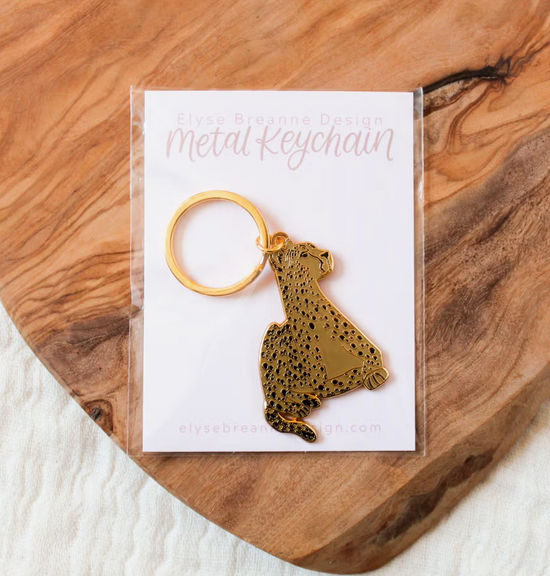 Gold Cheetah Enamel Keychain by Elyse Breanne Designs